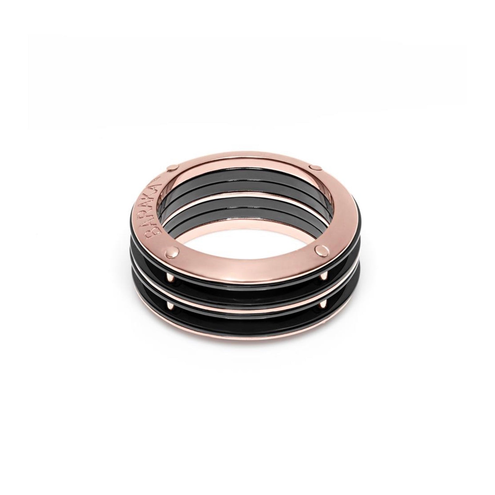 Baraka Cyborg Ceramic Ring AN261081ROCN, a men's ring in rose gold and black ceramic