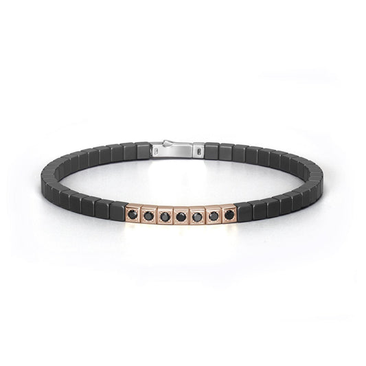 Baraka Cyborg Ceramic Bracelet BR351041ROCN-35, a men's bracelet in rose gold and black ceramic set with diamonds