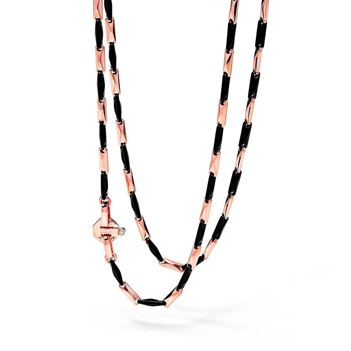 Baraka Cyborg Ceramic Chain GC221101ROCN-02, a men's chain in rose gold and black ceramic set with diamonds