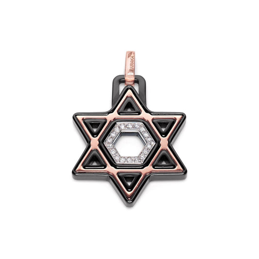 Baraka Cyborg Ceramic Pendant ST221521ROCN-18, a men's pendant in rose gold and black ceramic set with diamonds