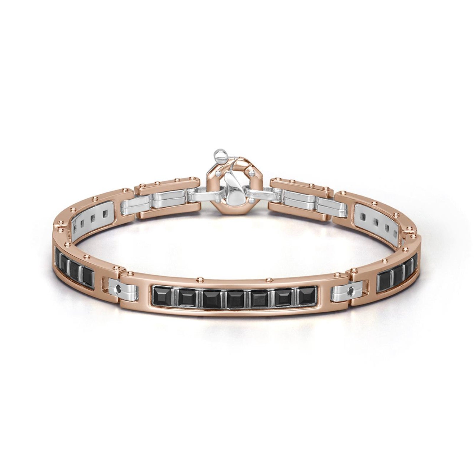 Baraka Diamonds Bracelet BR351001RBDN-504, a men's bracelet in rose and white gold set with diamonds