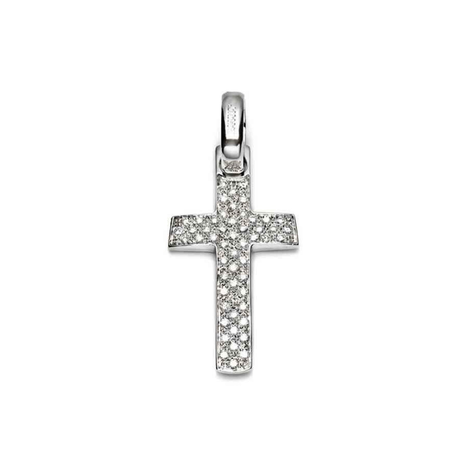 Baraka Diamonds Cross CR206841BILU-54, a men's cross in white gold set with diamonds