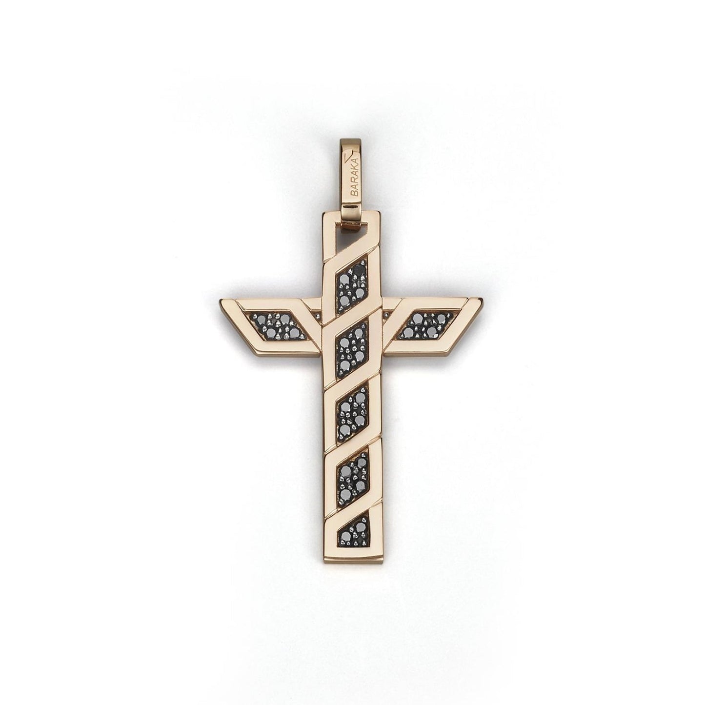 Baraka Diamonds Cross CR345001RBDN-26, a men's cross in rose gold set with diamonds