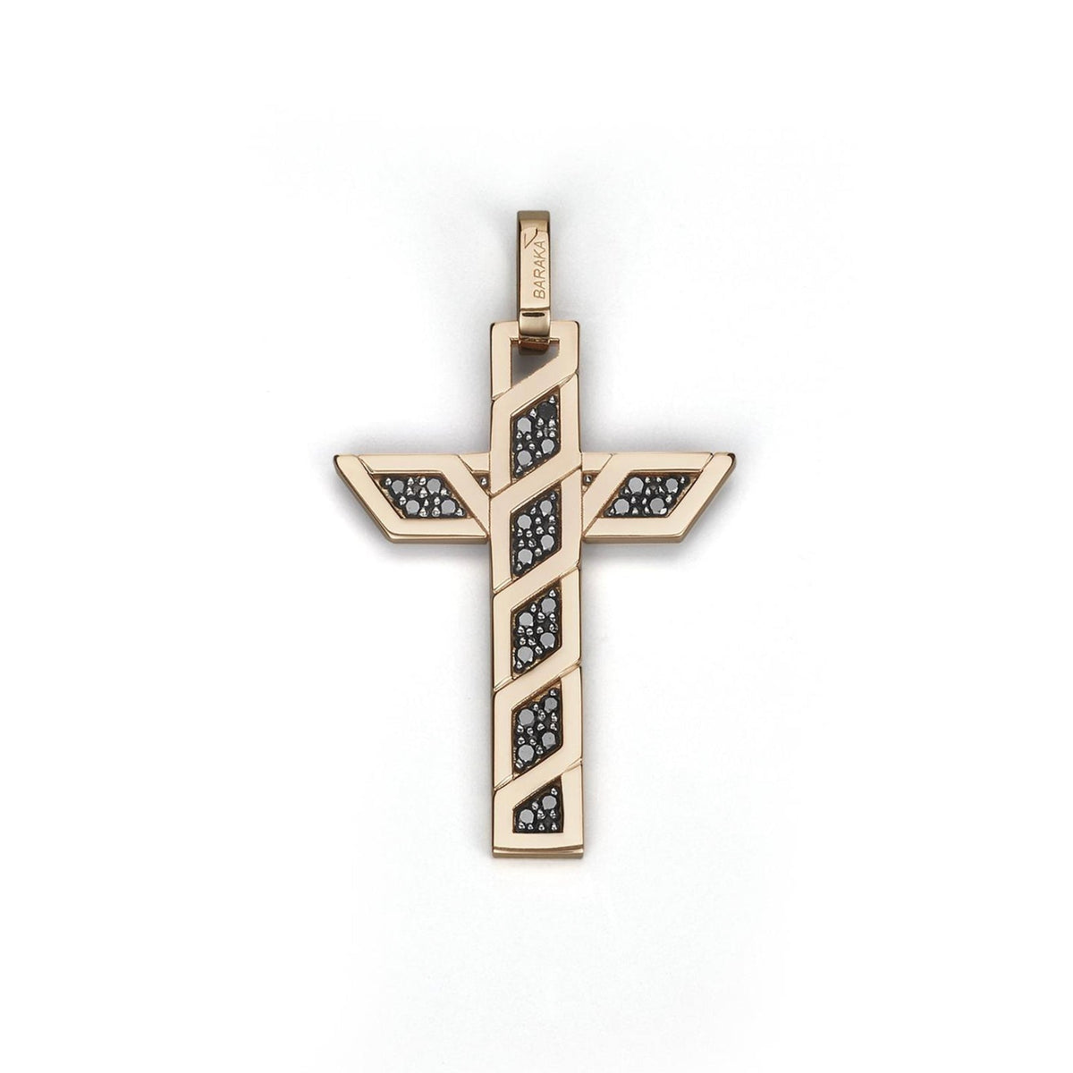 Baraka Diamonds Cross CR345001RBDN-26, a men's cross in rose gold set with diamonds
