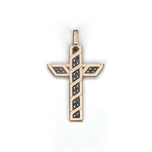 Baraka Diamonds Cross CR345001RBDN-26, a men's cross in rose gold set with diamonds