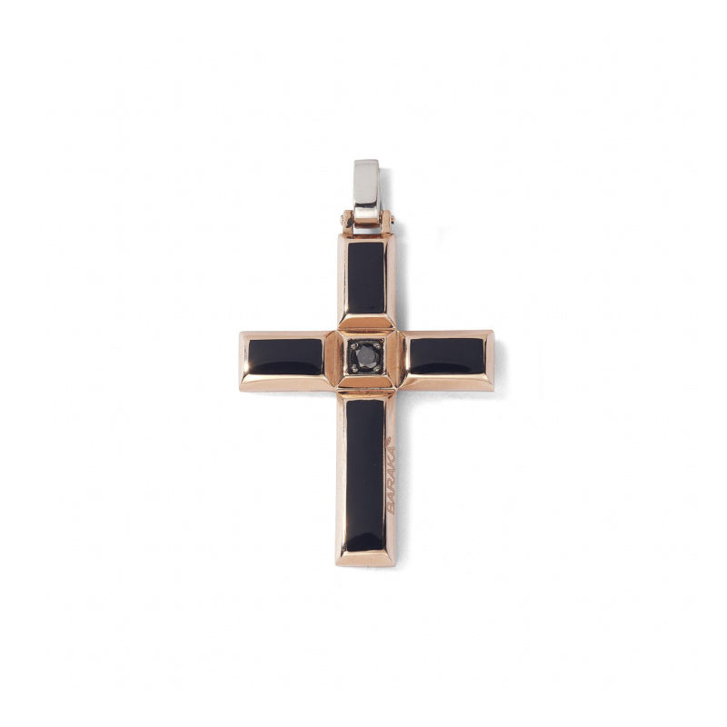Baraka Diamonds Cross CR362001RODN, a men's cross in rose gold set with diamonds