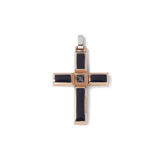 Baraka Diamonds Cross CR362001RODN, a men's cross in rose gold set with diamonds