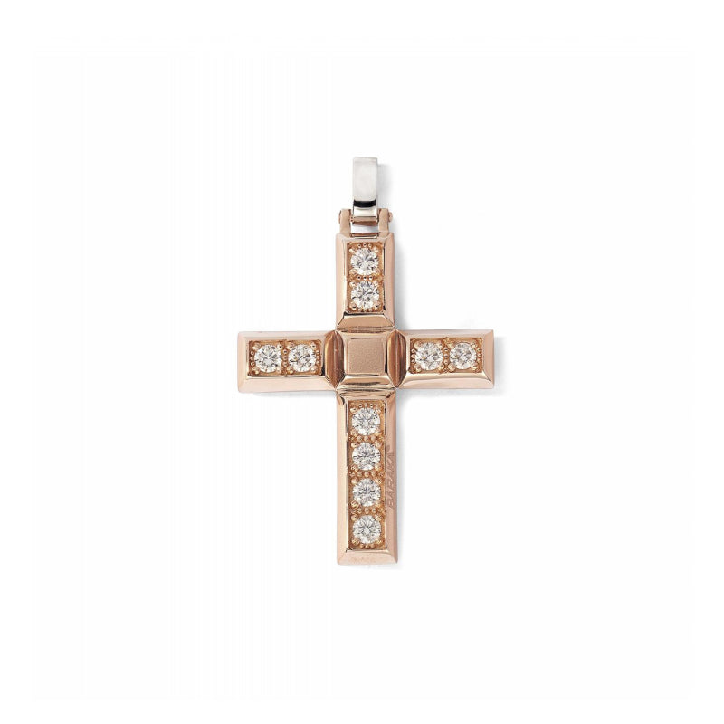 Baraka Diamonds Cross CR362111RODB, a men's cross in rose gold set with diamonds