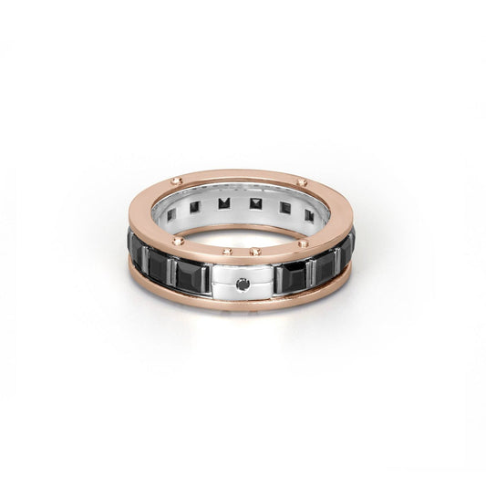 Baraka Diamonds Ring AN351001RBDN, a men's ring in rose and white gold set with diamonds