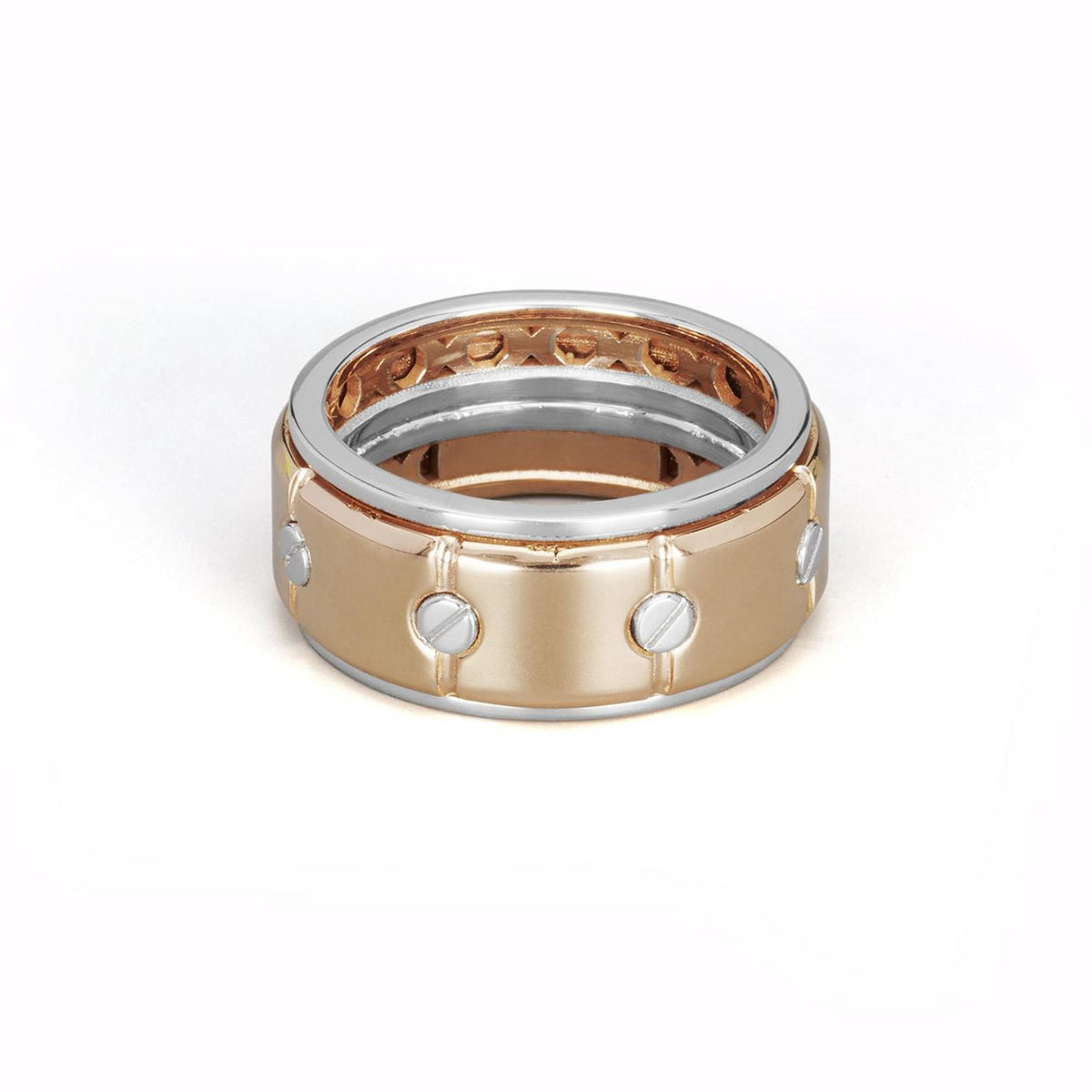 Baraka Diamonds Ring AN353001RBLU, a men's ring in rose and white gold
