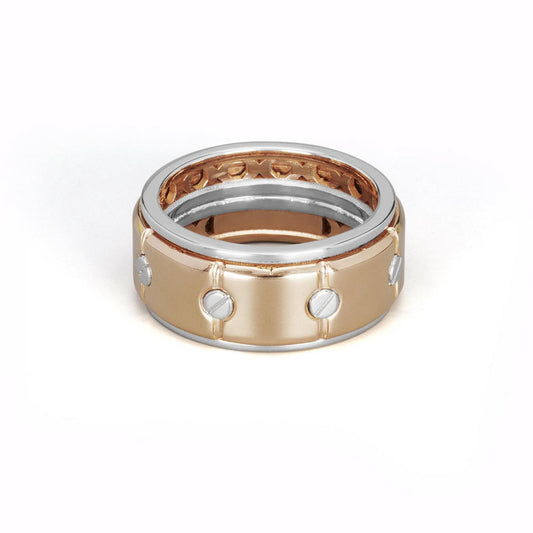 Baraka Diamonds Ring AN353001RBLU, a men's ring in rose and white gold