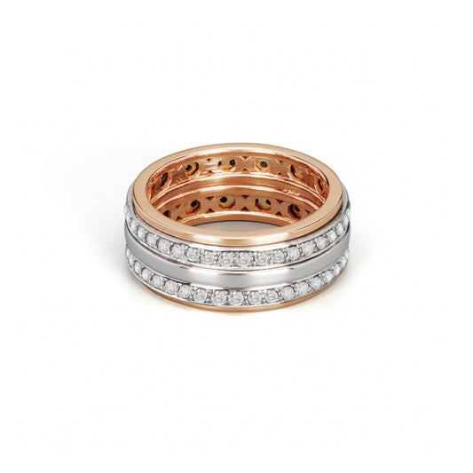 Baraka Diamonds Ring AN353011RBDB, a men's ring in rose and white gold set with diamonds