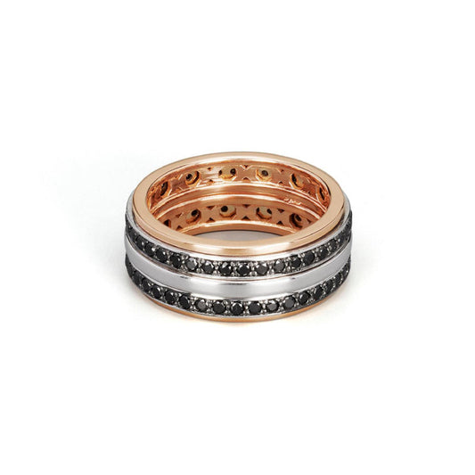 Baraka Diamonds Ring AN353011RBDN, a men's ring in rose and white gold set with diamonds