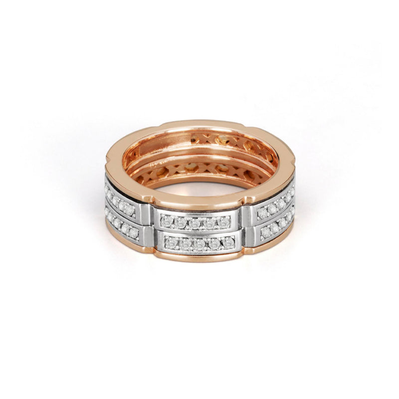 Baraka Diamonds Ring AN353021RBDB, a men's ring in rose and white gold set with diamonds