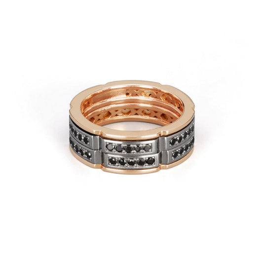 Baraka Diamonds Ring AN353021RBDN, a men's ring in rose and white gold set with diamonds