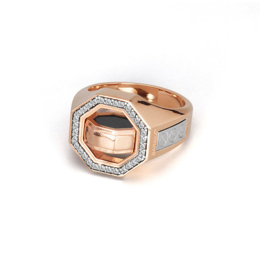 Baraka Diamonds Ring AN353071RBDB, a men's ring in rose and white gold set with diamonds