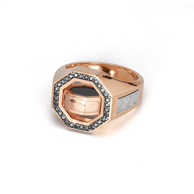 Baraka Diamonds Ring AN353071RBDN, a men's ring in rose and white gold set with diamonds