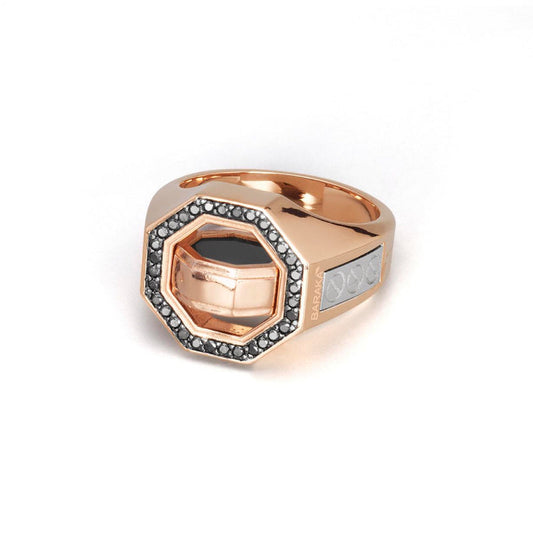 Baraka Diamonds Ring AN353071RBDN, a men's ring in rose and white gold set with diamonds
