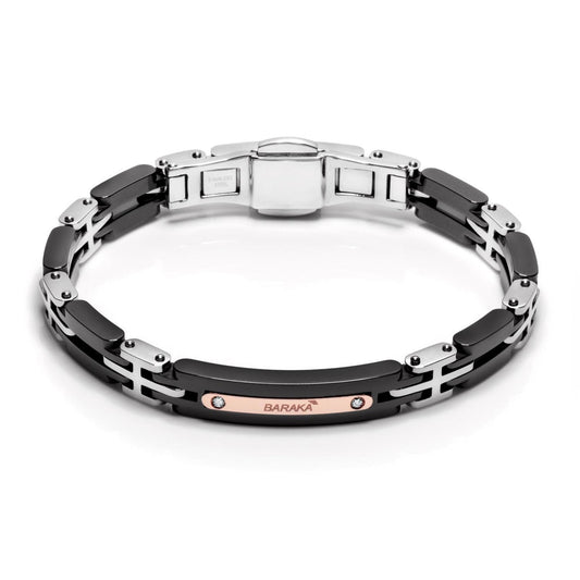 Baraka Explore Bracelet BR221391ROCN-04, a men's bracelet in rose gold and black ceramic set with diamonds