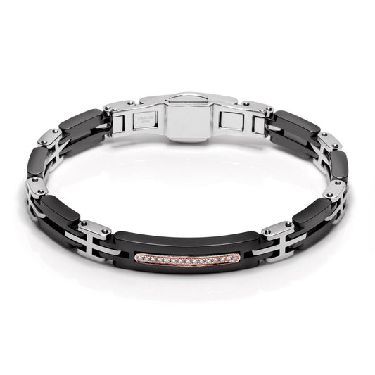 Baraka Explore Bracelet BR221391ROCN-27, a men's bracelet in rose gold and black ceramic set with diamonds