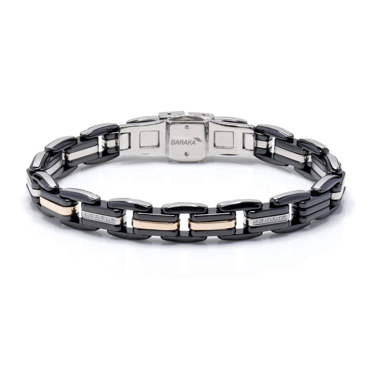 Baraka Explore Bracelet BR231041ROCN-11, a men's bracelet in rose gold and black ceramic set with diamonds