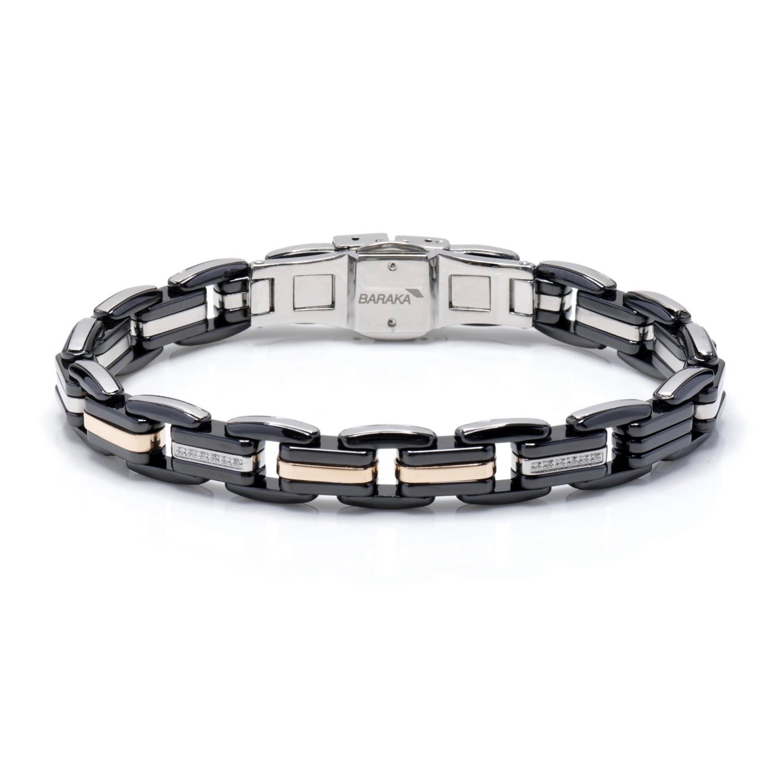Baraka Explore Bracelet BR231041ROCN-11, a men's bracelet in rose gold and black ceramic set with diamonds