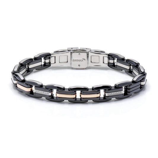 Baraka Explore Bracelet BR231041ROCN-11, a men's bracelet in rose gold and black ceramic set with diamonds