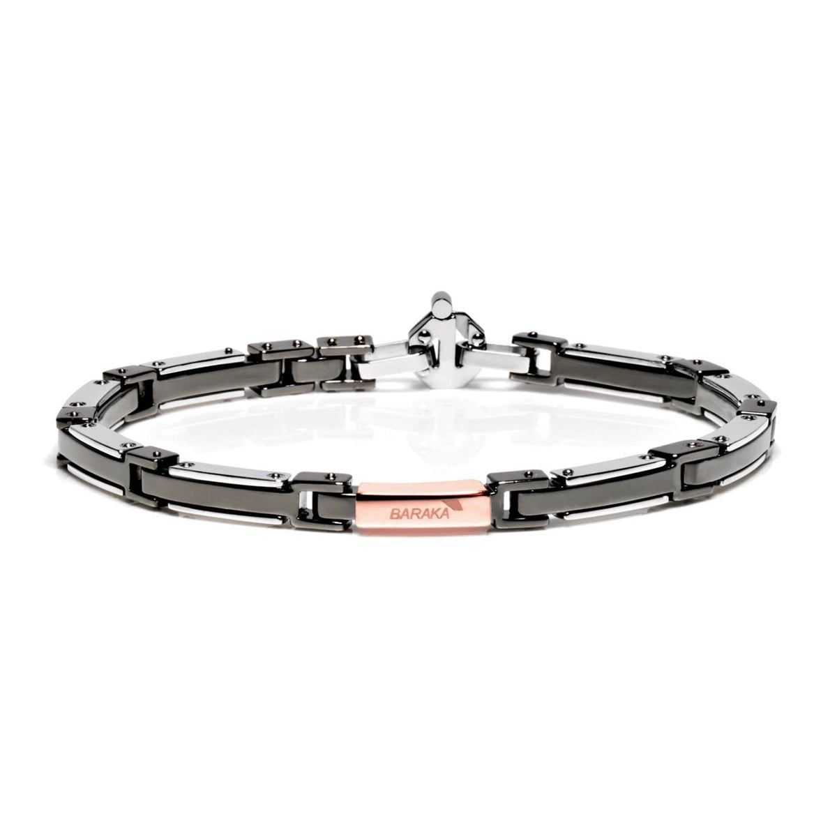 Baraka Explore Bracelet BR251121ROAD-02, a men's bracelet in rose gold and stainless steel set with diamonds