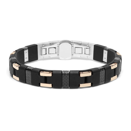 Baraka Fiber Bracelet BR293161ROCO, a men's bracelet in rose gold and silver