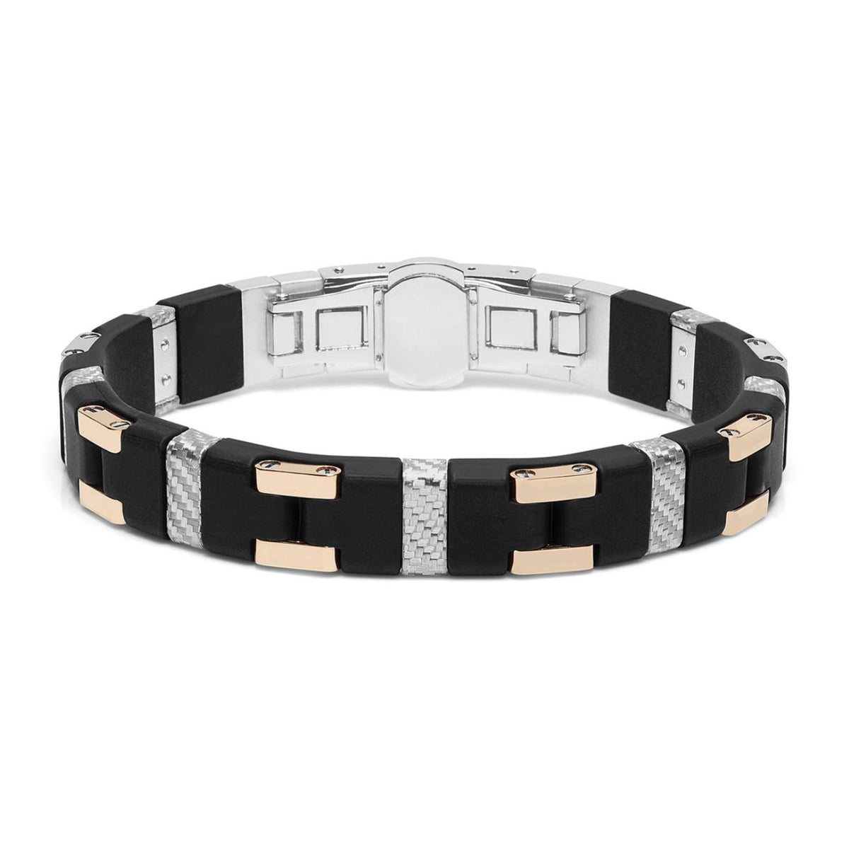 Baraka Fiber Bracelet BR293171ROAL, a men's bracelet in rose gold and silver