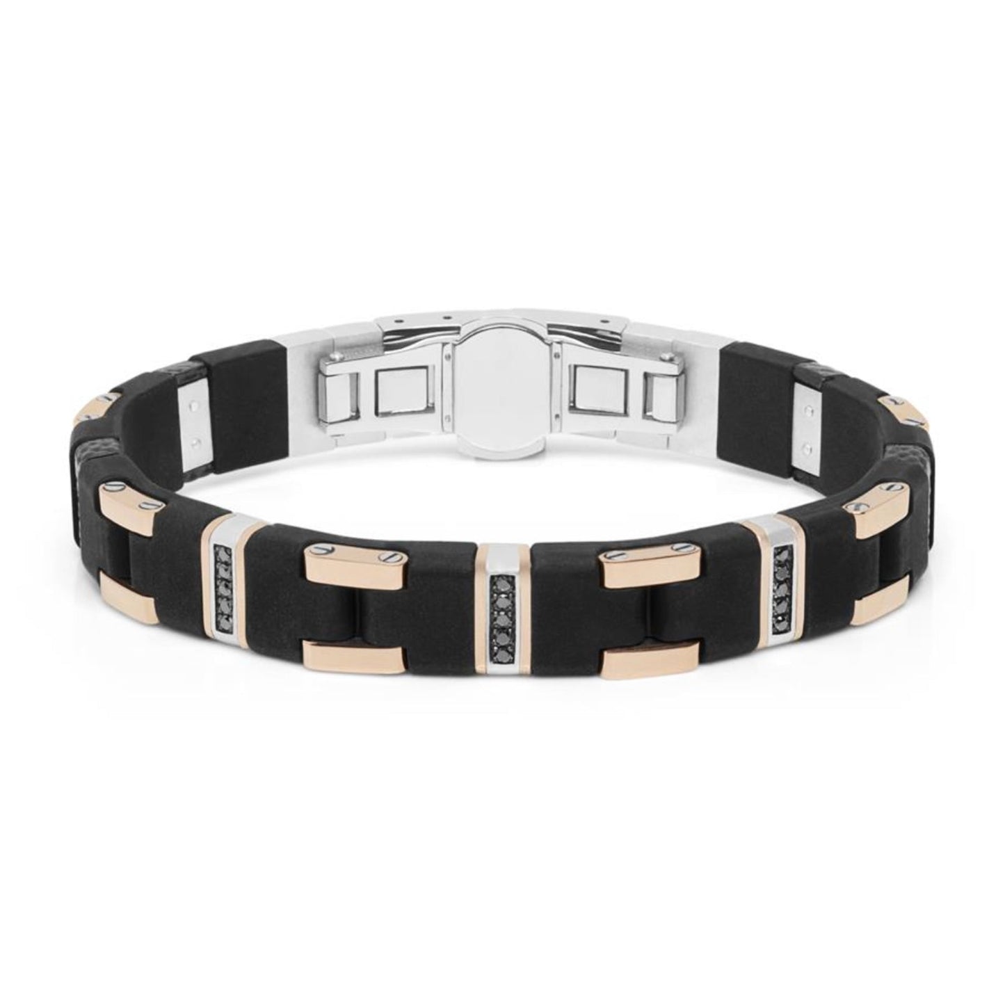 Baraka Fiber Bracelet BR302081RODN-25, a men's bracelet in rose gold and silver set with diamonds