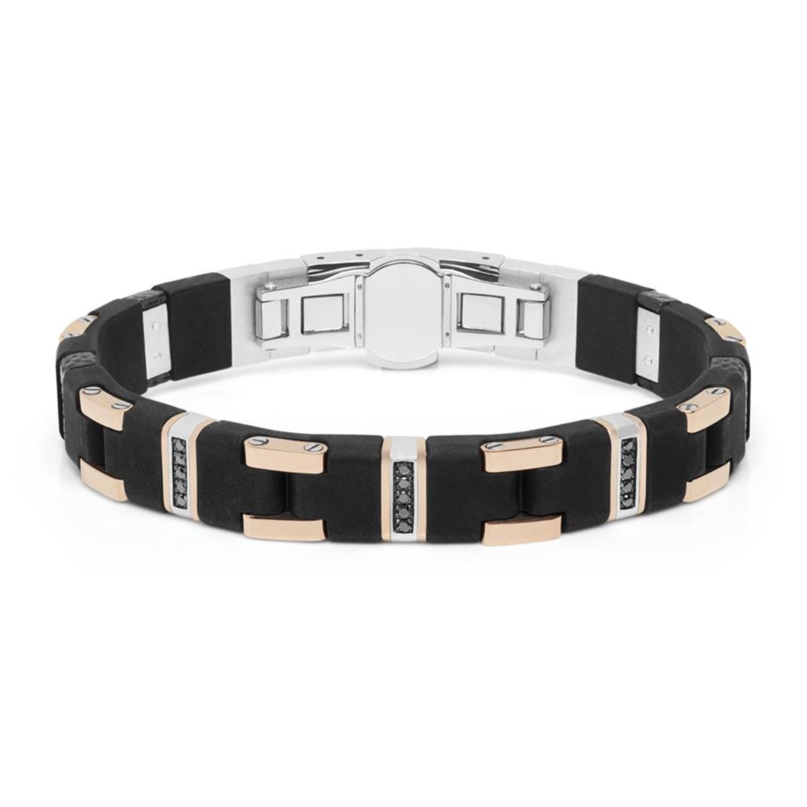 Baraka Fiber Bracelet BR302081RODN-25, a men's bracelet in rose gold and silver set with diamonds