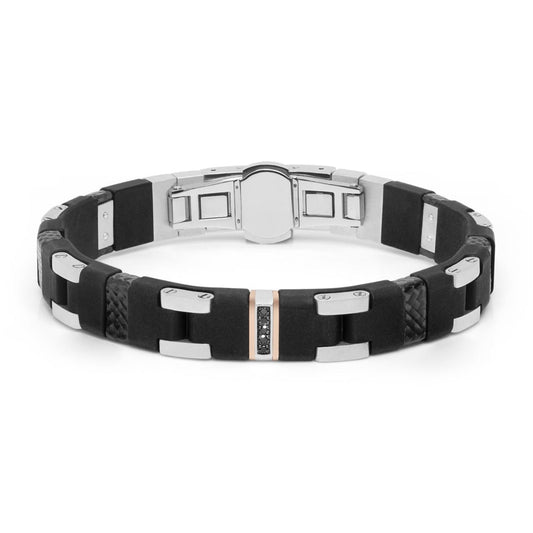 Baraka Fiber Bracelet BR302091RODN-10, a men's bracelet in rose gold and silver set with diamonds