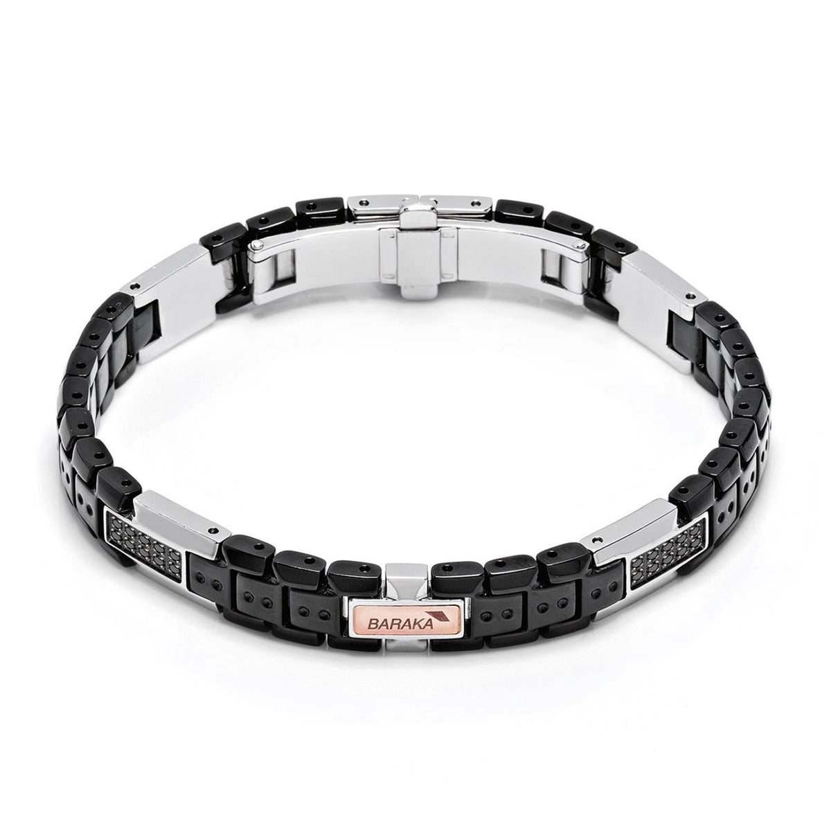 Baraka Kabala Bracelet BR214203RODN-18, a men's bracelet in rose gold and stainless steel set with diamonds
