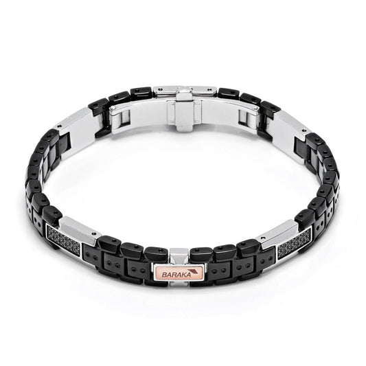 Baraka Kabala Bracelet BR214203RODN-18, a men's bracelet in rose gold and stainless steel set with diamonds