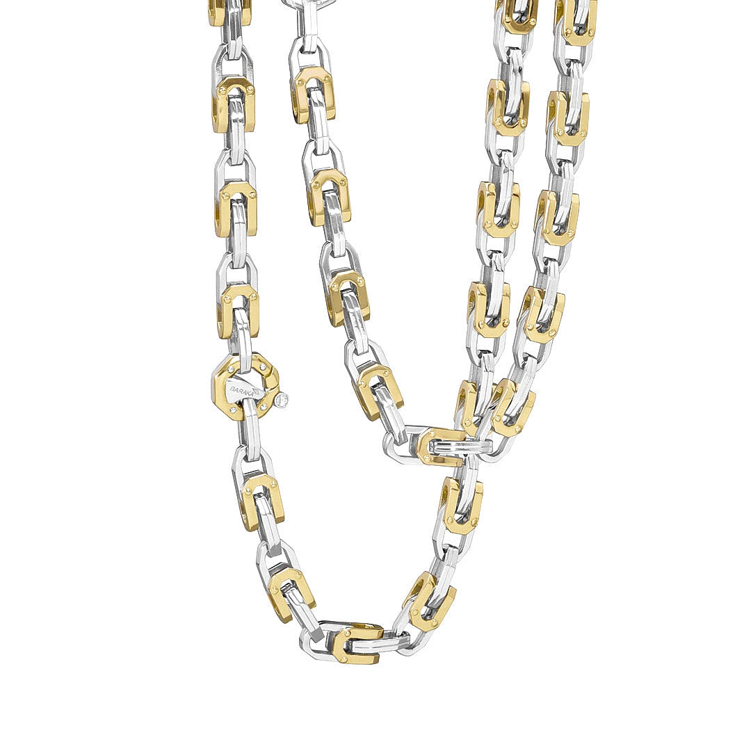Baraka Kardano Chain GC352011BGLU, a men's chain in white and yellow gold set with diamonds