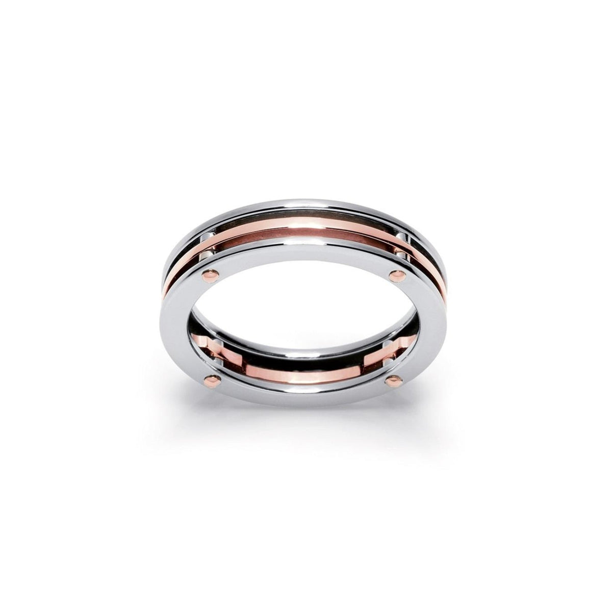 Baraka Diamonds Ring AN213371ROAC, a men's ring in rose gold and stainless steel