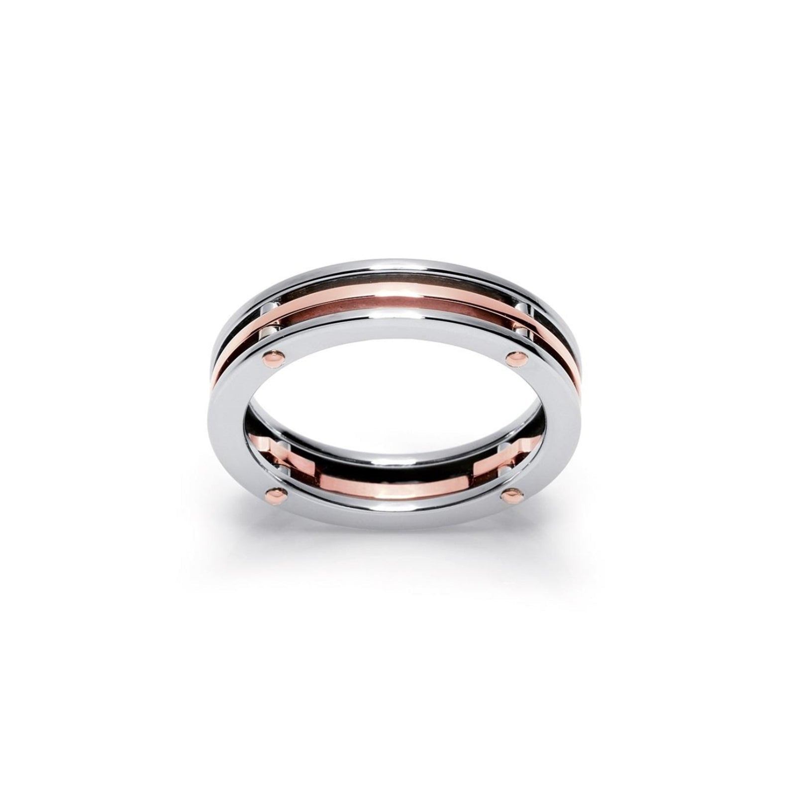 Baraka Diamonds Ring AN213371ROAC, a men's ring in rose gold and stainless steel