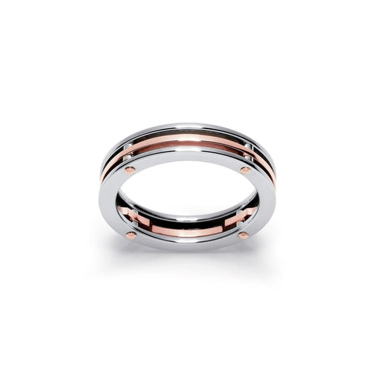 Baraka Diamonds Ring AN213371ROAC, a men's ring in rose gold and stainless steel