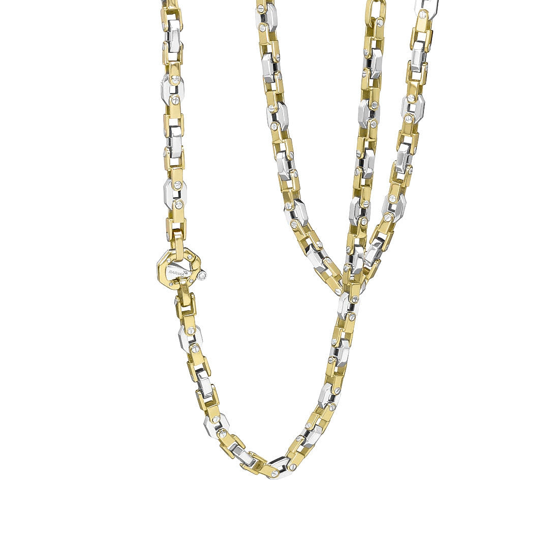 Baraka Kardano Chain GC352031BGLU-02, a men's chain in white and yellow gold set with diamonds