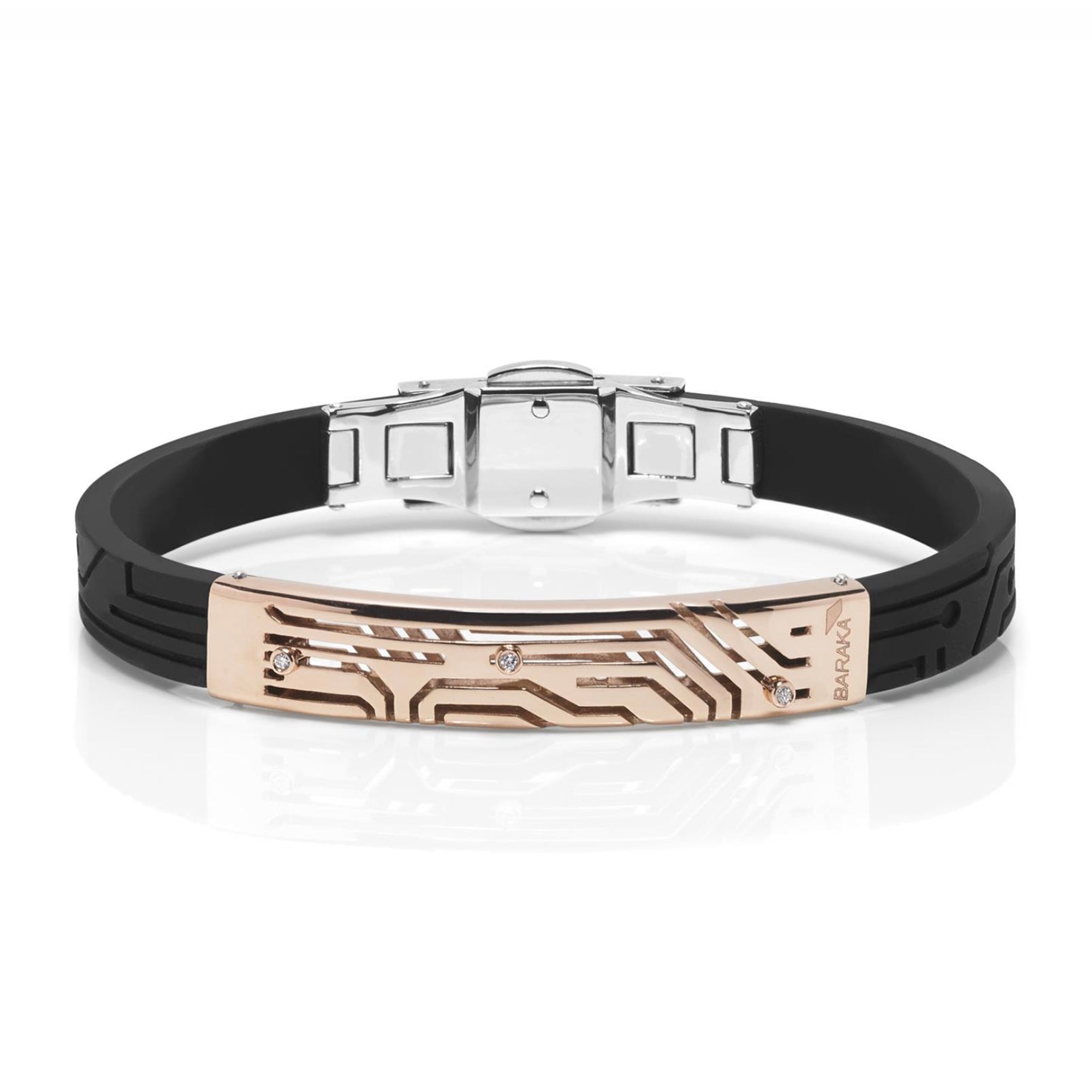 Baraka Labyrinth Bracelet BR275121RODB-03, a men's bracelet in rose gold and stainless steel set with diamonds