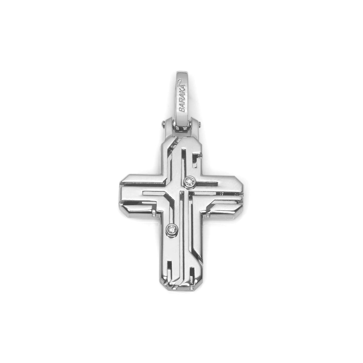 Baraka Labyrinth Cross CR281251BIDB-02, a men's cross in white gold set with diamonds