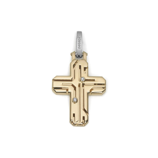 Baraka Labyrinth Cross CR281251GIDB-02, a men's cross in white and yellow gold set with diamonds