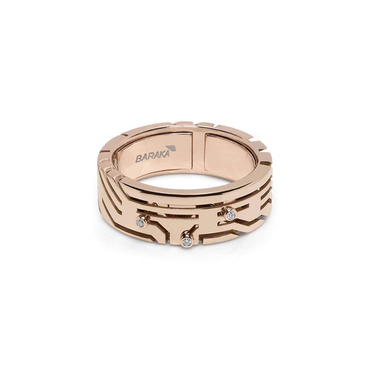 Baraka Labyrinth Ring AN275131RODB-03, a men's ring in rose gold set with diamonds