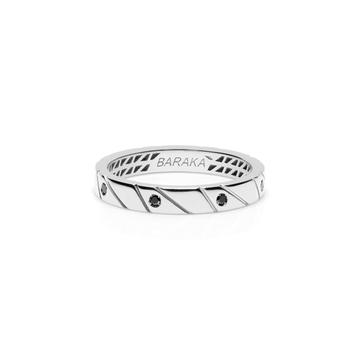 Baraka Logo Ring AN311001BIDN-16, a men's ring in white gold set with diamonds