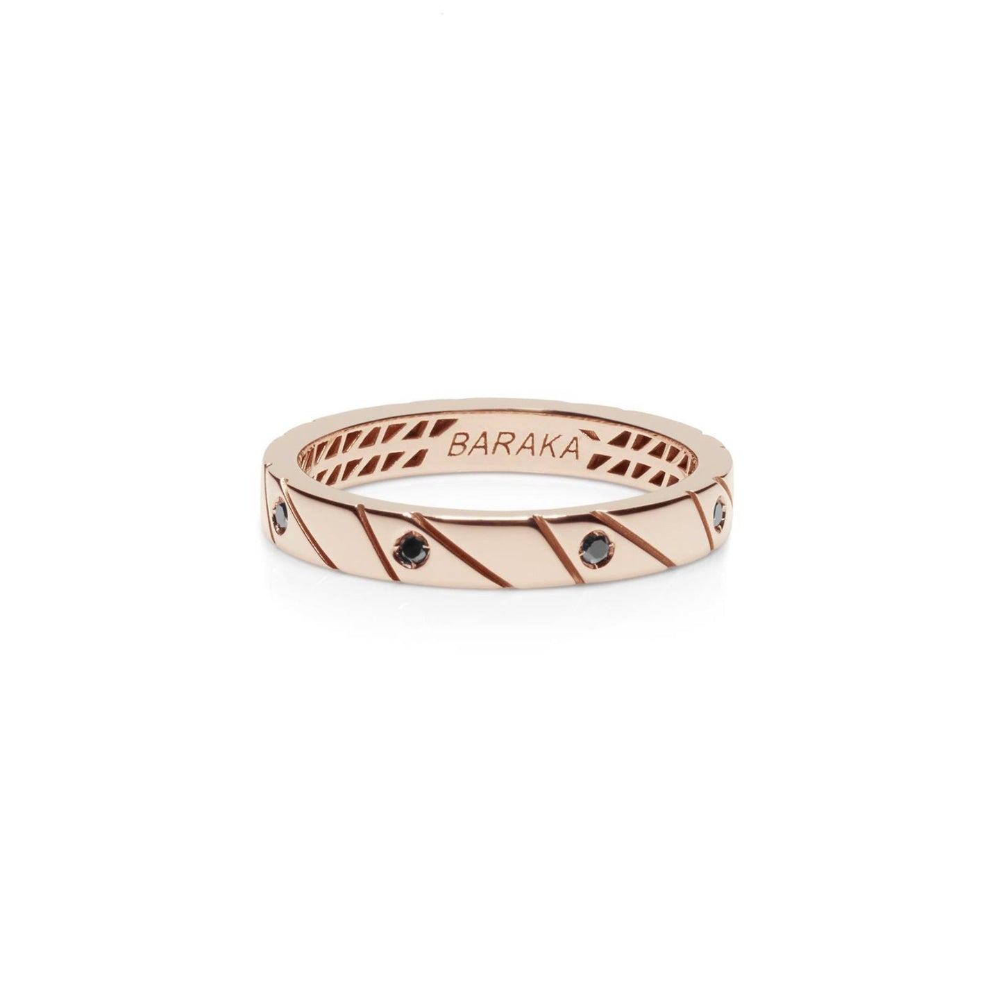 Baraka Logo Ring AN311001RODN-16, a men's ring in rose gold set with diamonds