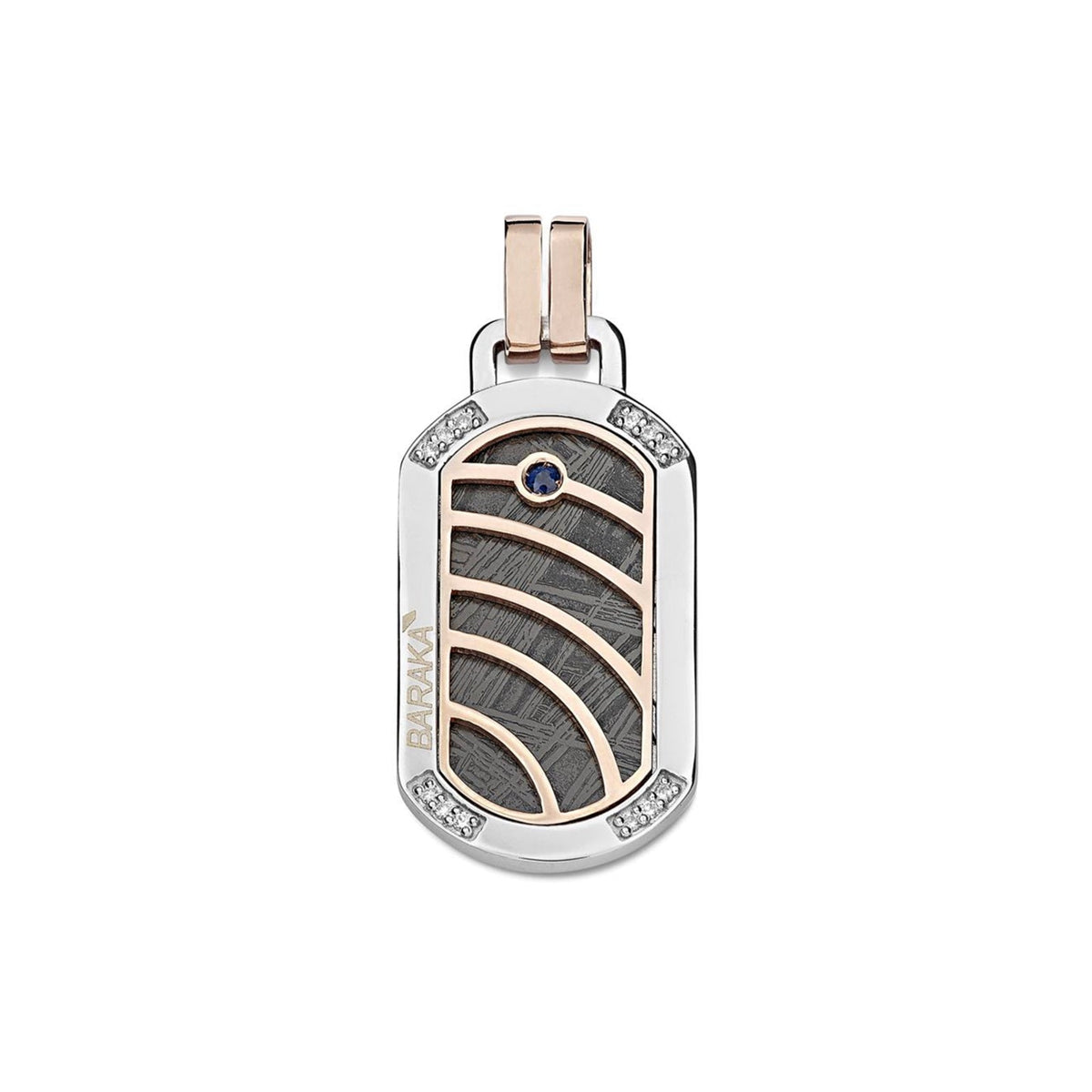 Baraka Meteorite Pendant CI312001BRZA-09, a men's pendant in rose and white gold set with meteorite