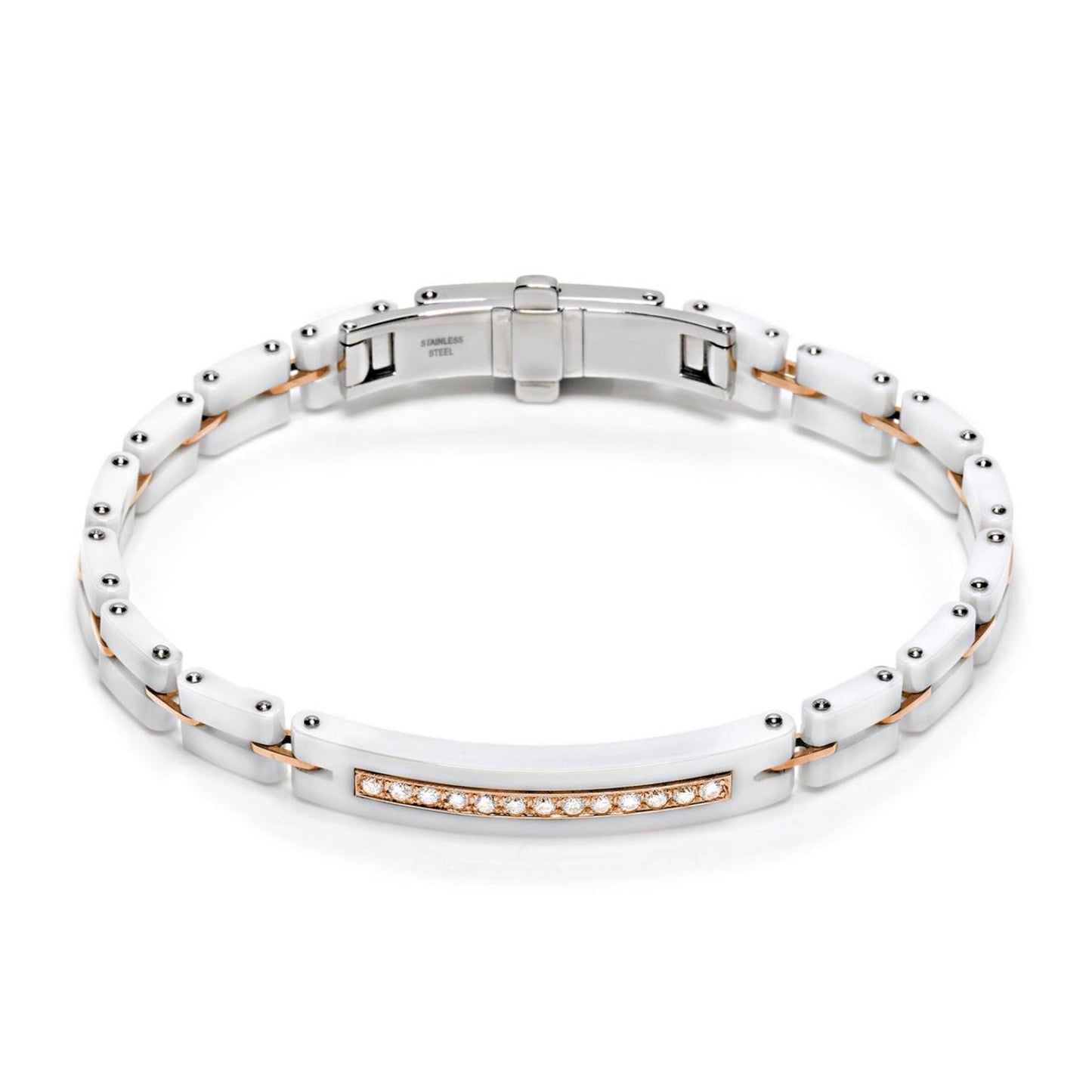 Baraka Mosaiko Bracelet BR215191ROCB-39, a men's bracelet in rose gold and black ceramic set with diamonds