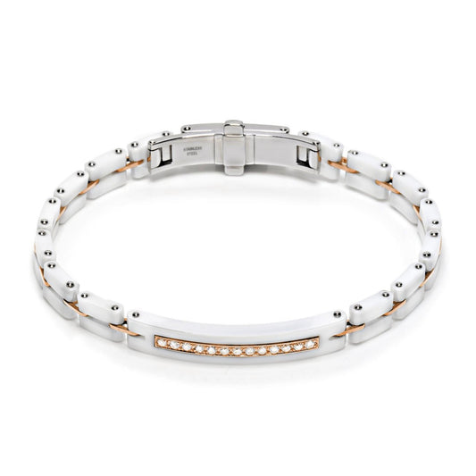 Baraka Mosaiko Bracelet BR215191ROCB-39, a men's bracelet in rose gold and black ceramic set with diamonds