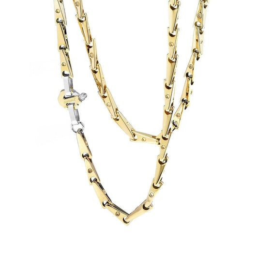 Baraka Nexus Chain GC241041GIAU-02, a men's chain in white and yellow gold set with diamonds